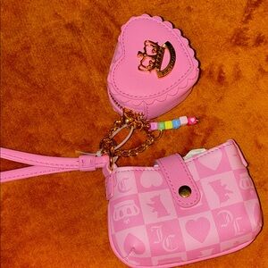 Juicy Couture Pink heart bag charm chain & wristlet set